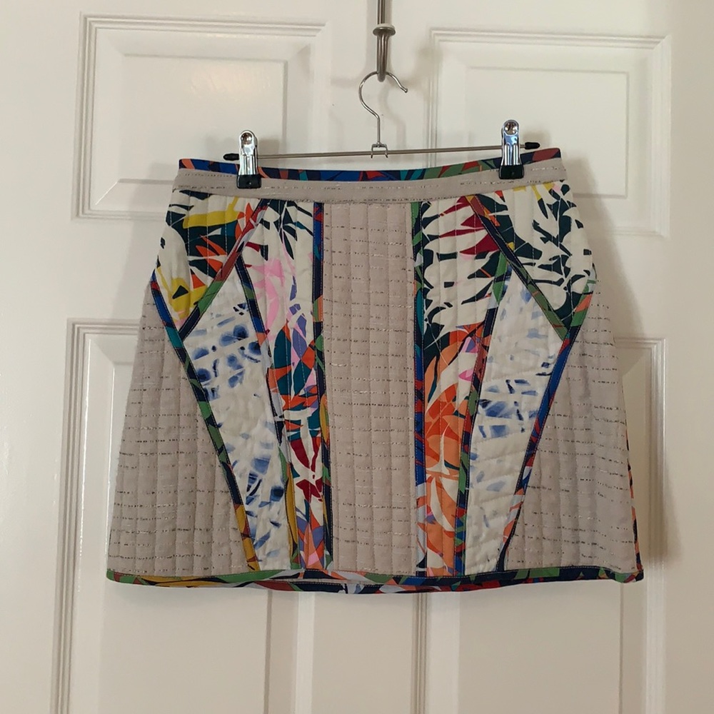 Multi color quilt mini skirt